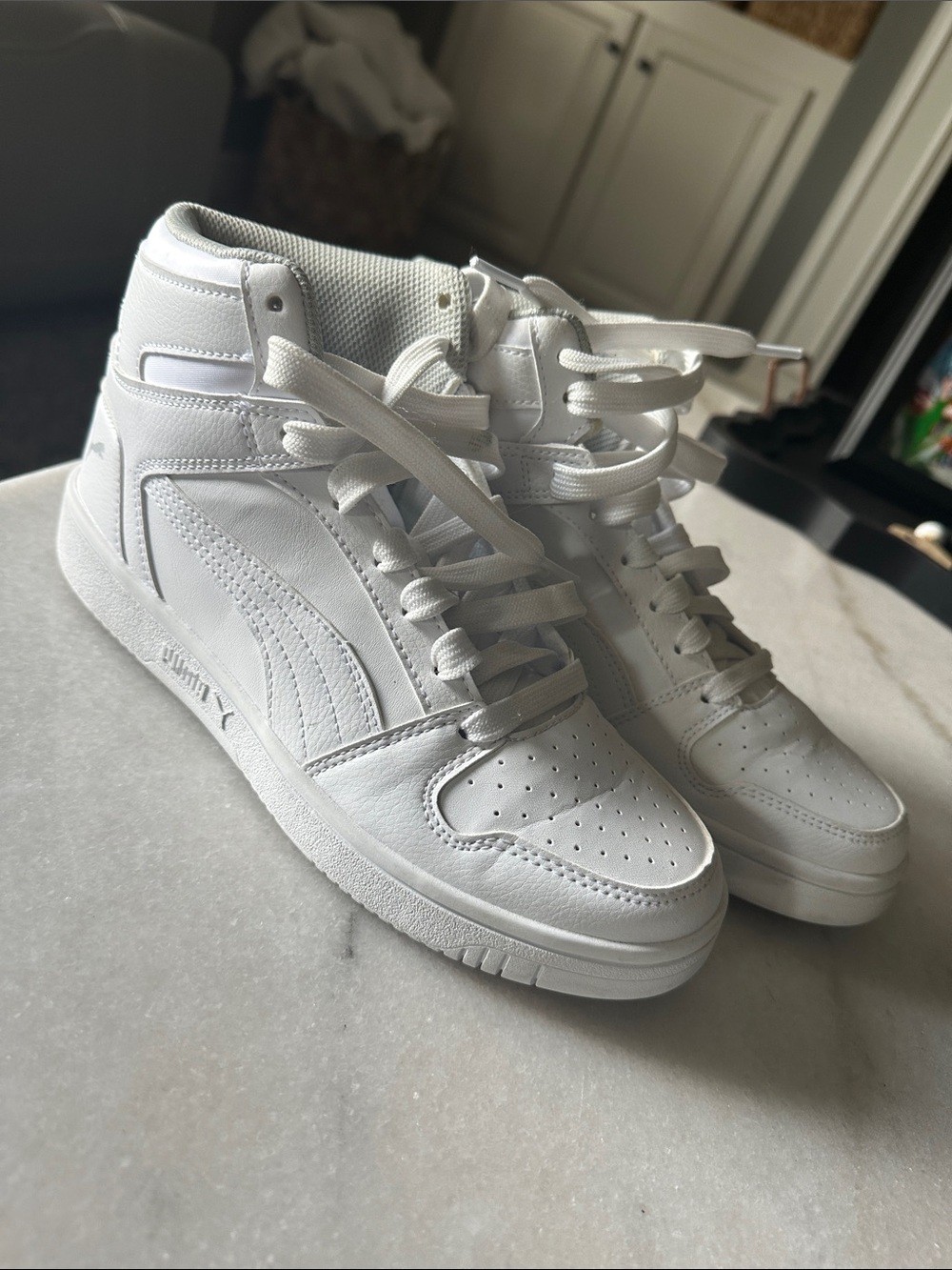 Puma All-White High Top Sneakers